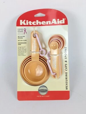 NEW KitchenAid Measuring Cups And Spoons Set 9 Piece Discolored Pink Sun Damage - Image 1 of 4