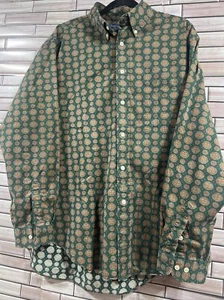 Cambridge Classics Men Shirt L hunter green paisley long sleeve full button up - Picture 1 of 9