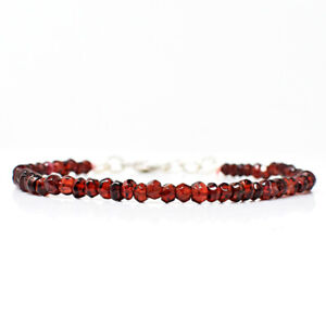 36 Cts Earth Mined 6" Long Red Garnet Beads Woman Bracelet Jewelry JK 10E270
