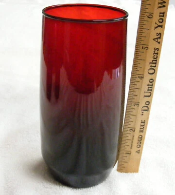 VINTAGE ANCHOR HOCKING ROYAL RUBY RED GLASS TUMBLER 6” - Image 1 of 2