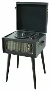 Bush Wooden Retro Aux & Bluetooth Turntable with Legs - Black 7164138 R - Picture 1 of 4