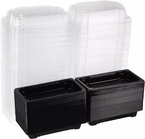 50 PCS Disposable Black Sushi Box with Clear Lids -Take Out Sushi/Cake Container - Picture 1 of 13