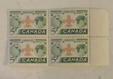 CANADIAN BLOCK OF FOUR(4) "5 CENT BOY SCOUT WORLD JAMBOUREE 1955" STAMPS