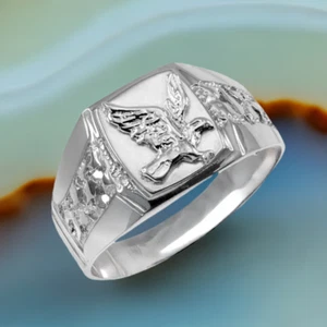 Men's Sterling Silver American Eagle Ring - Picture 1 of 10