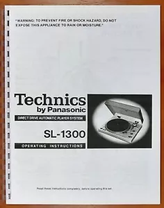 Technics SL-1300 Turntable Owners Manual - Picture 1 of 4