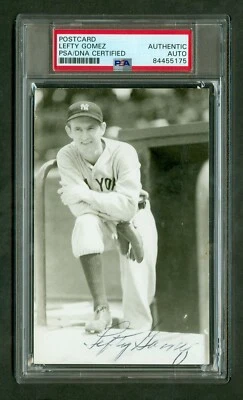 Lefty Gomez Vintage Autograph Rowe Photo Postcard PSA/DNA Encased - Image 1 of 2