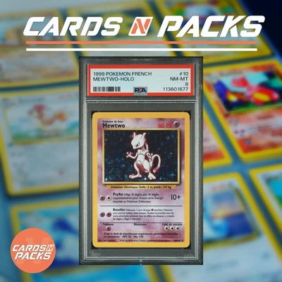 Carte Pokemon Mewtwo 10/102 HOLO Edition 2 Set de Base PSA 8 NM-Mint 🇫🇷🔥 - Photo 1/2