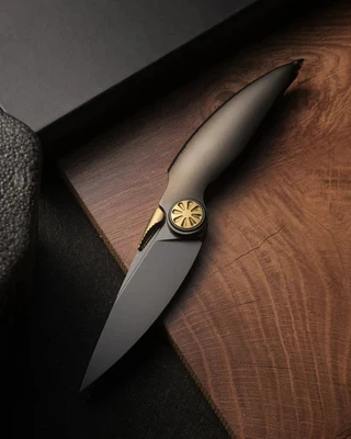 Rike Knife Predator P Folding Knife 3¾″ Bohler M390 Steel Blade Titanium Handle - Image 1 of 4