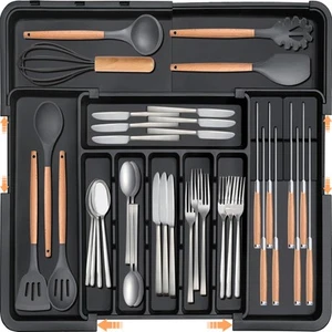 Silverware Organizer - Expandable Large Kitchen Drawer Organizer Utensil Orga... - Picture 1 of 9