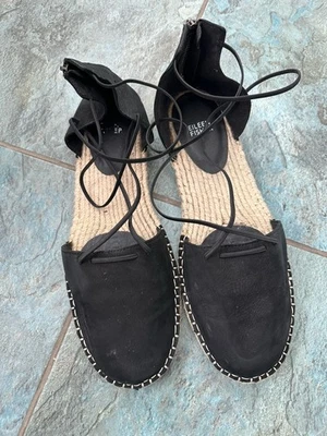 Женские эспадрильи на плоской подошве Eileen Fisher d'Orsay размер 13 черная кожа на шнуровке - Изображение 1 из 4