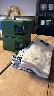 Copos de vinho Kate Spade Larabee ponto sem haste 12 oz, conjunto de 8 NOVO na CAIXA   - Imagem 1 de 4