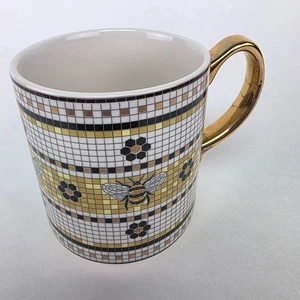 Por Anthropologie Bistro Azulejo de jardín Abejorro Café Taza de té Taza Mango dorado - Imagen 1 de 11