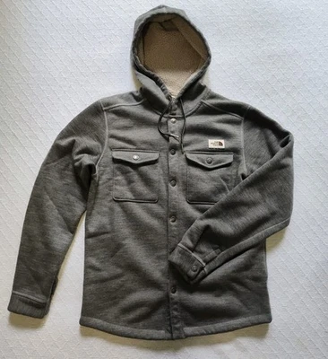 North Face Men's Small S Sherpa Patrol Snap Up Hoodie Gray Wool Fleece Lined - Image 1 of 4