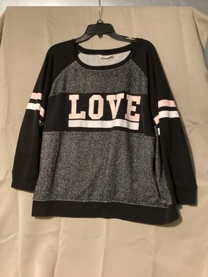 Sudadera Bobbie Brooks Vintage Negra y Rosa Logo Says Love Talla 3XL Foto 1 de 4