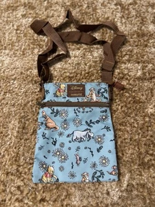 Loungefly Disney Winnie The Pooh Sketch Daisies Blue Passport Crossbody Bag - Picture 1 of 5