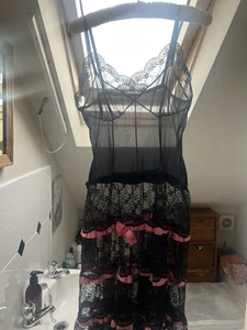 Vintage nylon full See Thru slip In Black & Red size 34 Silky Slippery Rare Sexy - Picture 1 of 12