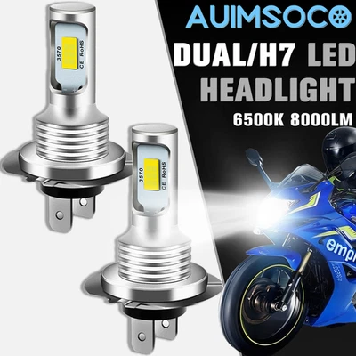 2pcs H7 LED Headlight Bulbs 6000K White For Kawasaki Ninja 300 EX300 2013-2017 - Image 1 of 4