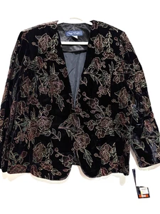 Neu Vintage Burnout Samt Blazer Damen Gr. 16 W Jacke Boho formell Whimsigoth - Bild 1 von 11