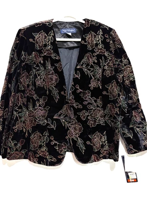 Nuevo Blazer Vintage Terciopelo Burnout Mujer Talla 16 W Chaqueta Boho Formal Capricho Foto 1 de 4
