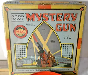 1920'S TOY MYSTERY METAL AIRPLANE SHOOTING GAME TIN LITHO NO 55 MAC NMIB - Picture 1 of 11