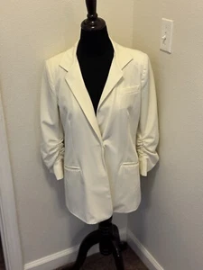 Elizabeth And James Cream Scrunch Sleeve Blazer Long Line 8 - Picture 1 of 12