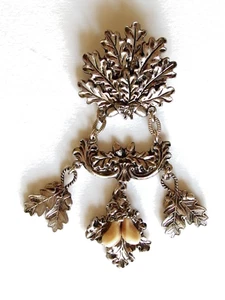 Trachtenschmuck: große Brosche ähnlich Charivari mit Grandeln - Bild 1 von 5