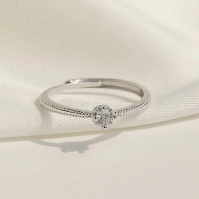 925 Sterling Silver Crystal Adjustable Ring Fashion Women Girls Jewellery Gift - Image 1 of 4