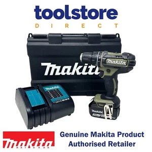 Makita DHP482SFO 18 V LXT trapano combinato oliva 1x BL1830B caricabatterie e custodia - Foto 1 di 6