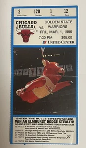 Chicago Bulls Ticket Stub • Warriors at Bulls March 1, 1986 • M Jordan 17 Points - Picture 1 of 2