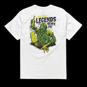 Fresh Vibes White Legends Never Die Graphic Tee T-Shirt Mens L Zombie Undead - Picture 1 of 8