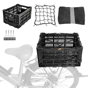 Bike Foldable Rear Basket Bicycle Rear Seat Cargo Rack Ebike Storage Basket - Picture 1 of 16