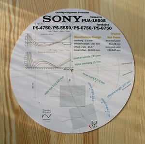 Cartridge Protractor for Sony PS-4750/5550/6750/8750 & PUA-1600S Tonearms - Picture 1 of 9