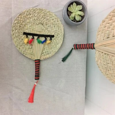 Handmade Fan Natural Bamboo Braided Fan Hand Woven Fan Summer Cooling Crafts - Image 1 of 4