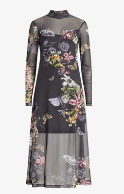 NUEVO, Vestido AllSaints Hanna Floral Manga Larga Malla Talla US 2 #MD338 Foto 1 de 4