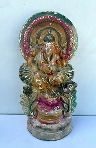 Antigua Estatua Antigua Rara Hecha a Mano Pintada Arcilla de Terracota Dios Ganesha Adoración - Imagen 1 de 8