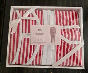 Auden Thermal 2pc Pajama Set Size XXL Henley Top & Joggers Red White Striped NEW - Picture 1 of 7