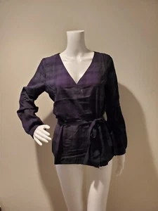 NWT J Crew Blackwatch Plaid Wrap Top Green Black 6 - Picture 1 of 5