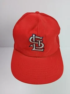 Vintage 80s St Louis Cardinals Logo Trucker Hat Mesh Baseball Cap Snapback Red - Picture 1 of 10