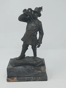 Else Furst (german 1873 -1943) the Bugler, Bronze Sculpture on Black Marble Plin - Picture 1 of 6