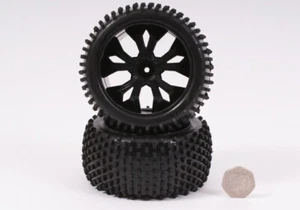 Wheel & Tyre Rear (Pair) Fits: BSD Racing Prime Assault V1 RC Cars (BS701-003BK) - Picture 1 of 11