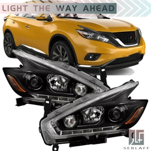 Headlight Assembly For 2015-2018 Nissan Murano Halogen LED DRL Projector Black - Bild 1 von 18