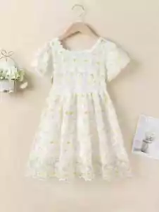 Toddler Girls Embroidery Mesh Overlay A-line Dress. Code/184 - Picture 1 of 4