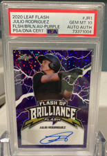2020 Julio Rodriguez Leaf Flash of Brilliance- Purple /35 Auto PSA 10 GEM SP
