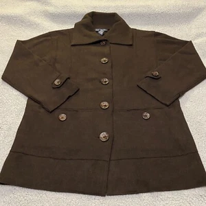 Jones New York Long Sleeve Jacket Dark Brown Women's Size Medium Wool Button - Picture 1 of 13