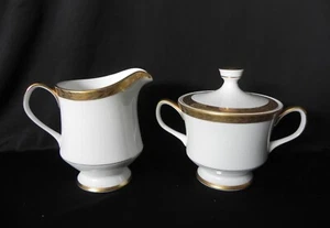 Sango ROYALTY Cream & Sugar Set 3625 White Gold Trim Japan - Picture 1 of 8