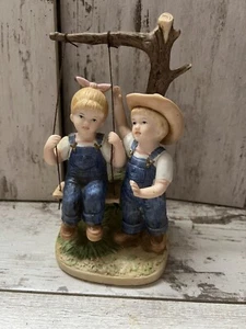 Homco Home interiors Denim Days The Swing Figurine with Tag Summer Days - Picture 1 of 5