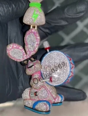 4.1ct Cubic Zirconia Pendant mens Enamel character Charm Pendant Silver Stud - Image 1 of 4