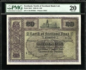 Scotland North of Scotland Bank Ltd 20 Pounds 1st March 1930 Pick-S641 VF PMG 20 - Bild 1 von 2