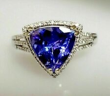 3.00 Ct Simulated Tanzanite Diamond Halo Engagement Ring 925 Silver Gold Plated