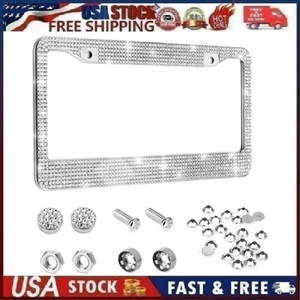Carfond Bling Car License Plate Frame Handcrafted Crystal Stainless Steel Sparkl - Picture 1 of 12